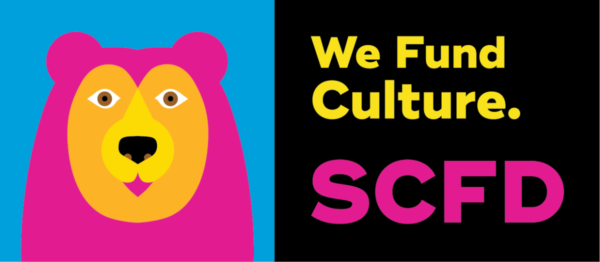 The SCFD Logo- a colorful bear and text that says We Fund Culture SCFD